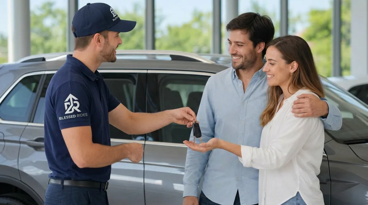 Customers receiving keys after in-house financing approval